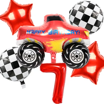 6pcs Pikaps Kravas automašīnas Dzimšanas dienas Balonus 40inch Skaits Puse Rotājumi Piegādes 18 collu Apaļā Auto Folija Ballons Bērnu Rotaļlietas