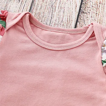 Jaundzimušā Bērna Baby Meiteņu Apģērbu Komplekti, No Kokvilnas Ziedu Drukāt Vasarā Rozā Romper Topi+Zeķu Svārki Baby Meiteņu Drēbes Jaunas 2019