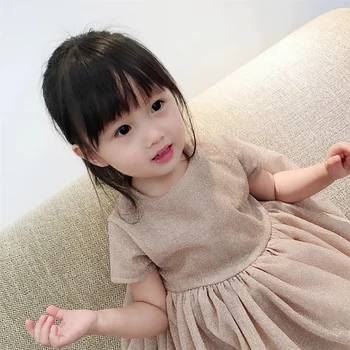 2020. Gada Vasaras Jaunās Mežģīnes Meitene Kleita Korejiešu Versija Tīrtoņa Krāsu Spīdīgu Spilgti Meitene Princese Gadījuma Kleita 2-3-4-5-6 Gadiem