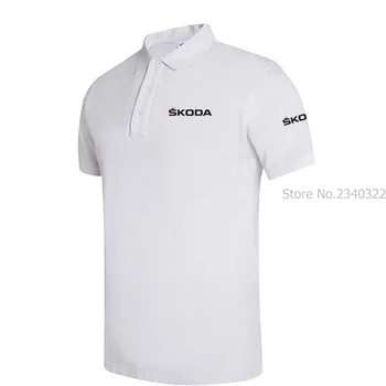 Vīriešu apģērbs polo Krekls Biznesa Gadījuma modes vienkrāsainu skoda vīriešu polo krekls ar Īsām Piedurknēm dizainers