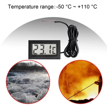1 Gab. Jaunu Digitālo LCD Termometrs Temperatūras Rādītājs Zondes Sensors -50°C LĪDZ +110°C Diapazonā & 1 Gab. Mini Voltmetrs Testeri Digitālie Tilp.