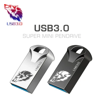 Super Mini USB flash Drive 64GB, 128GB 32GB 8GB Metāla Pen Drive Pendrive 128 64 32 16 8 GB Flash Atmiņas Key USB Stick