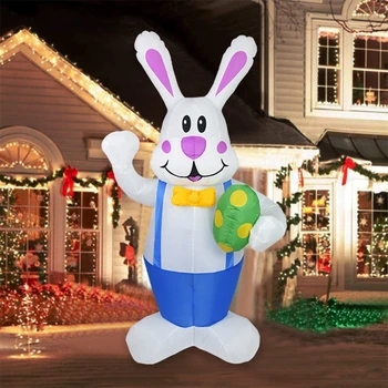 1.9 m Piepūšamās Lieldienu Bunny Lelle, Rotaļlieta, LED Nakts Gaisma Attēls Pagalmā Āra Dārza Puses Ornamentu Rotājumi