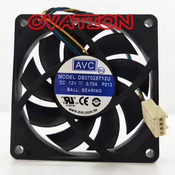 Datora korpusa Ventilators AVC DS07025T12U 70mm 7025 DC 12V 0.7 4 -pin PWM cpu pc gadījumā dzesēšanas ventilators