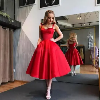 Jaunas ielidošanas Spageti Vakarā Dresse Oficiālu vestido noiva sereia sarkans satīna balles puse drēbes de saviesīgs vakars mīļotā lētām mežģīnēm-up