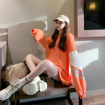 2019 Harajuku Japāņu Sporta Krekls Sieviešu Apģērbu Rudens Apelsīnu Hoodies Raibs Džemperis Ar Garām Piedurknēm Brīvs Džemperis Pelēkā Vārna Sievietēm