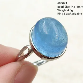 Patiesi un dabiski Zilas Akvamarīns Ring Crystal Clear Apmalēm Regulējamu Gredzens 925 Sudraba Taisnstūra, Ovālas Gredzenu AAAAA Piliens Kuģniecība