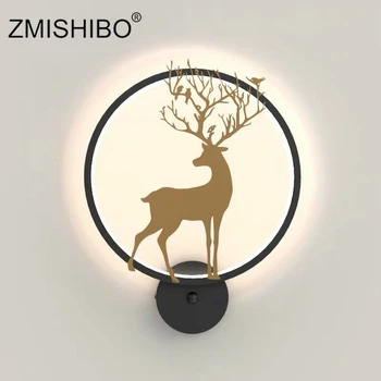 ZMISHIBO Golden Deer Sienas Lampas 4000 18W 220V Mūsdienu Dzīves Telpu Dekorēšana Sconce Koridora Gaismas Guļamistabas Gultas Lampa