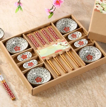 Ķīniešu stilā , keramikas galda piederumu komplekti, Japāņu stila suši komplekts, trauki, ar dāvanu kastes, high-end galda piederumi!