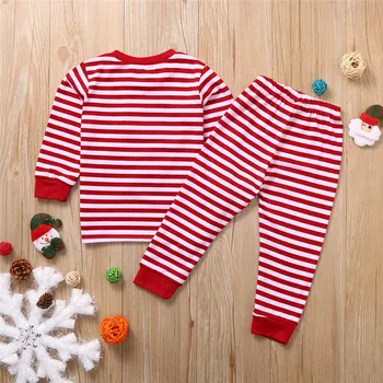 Ziemassvētku pidžamu mājas service set Baby Toddler Meitenes Ziemassvētku Vecītis, Svītrains Tops+Bikses Pidžamas Sleepwear Tērpiem #3O15
