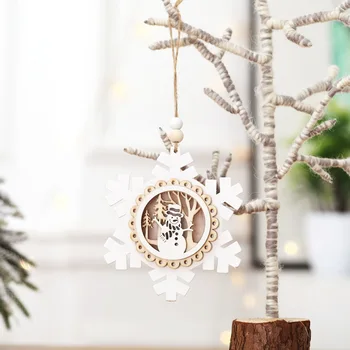 Balta Ziemassvētku eglīte sniegpārslas eņģelis pieci norādīja zvaigzne ar gaismas radošo kulons koka kulons Ziemassvētku vakariņas apdares