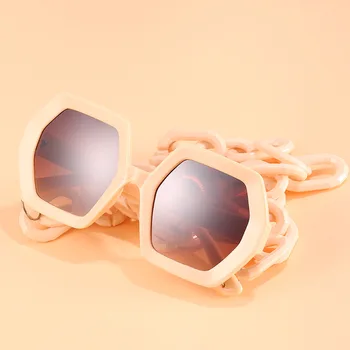 Ķēdes piederumi Saulesbrilles Astoņstūra formas saulesbrilles sieviešu modes retro brilles