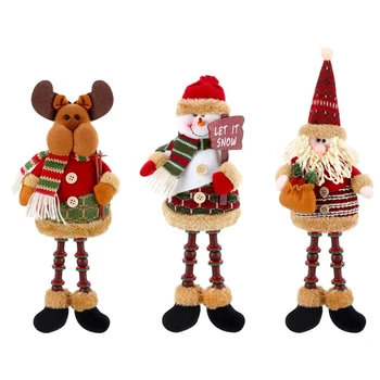 Ziemassvētku Kulons Apdare Sēž Santa Claus, Sniegavīrs Aļņu, Ziemeļbriežu Ziemassvētku Rotājumi Plīša Galda Kamīnu, Mājas Dekoru Jauno Gadu