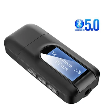 Bluetooth 5.0 Uztvērējs, Raidītājs ar LCD Displeju, 3,5 mm AUX Jack 2 In1 USB Bluetooth Dongle Bezvadu Audio Adapteri, lai Auto PC TV
