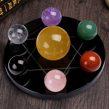 Sarkana kvarca ball grid septiņas Multicolor kvarca kristāla bumbu sfērā dziedināšanas crystal