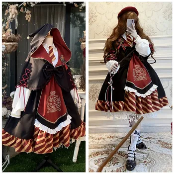 Burvju Akadēmijas Lolita Lion House Apmetnis viltus divus gabalus Britu tie žetons jk vienādu kleitu Cos Loli sweet Lolita kleita uzvalks