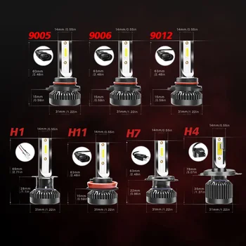 Auto Mini LED priekšējo Lukturu Spuldžu Komplekts H4, H7, H11 Augstas tuvās Gaismas Lukturu Spuldzes Ūdensizturīgs 12V 55W 6000K Turbo Led Lampas, Gaismas, Auto Vadītājs,