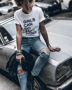 Meitenes Var Darīt jebkura Lieta, Tumblr Grafiskais T-Krekls Gadījuma Meitene 90s Apģērbu Kokvilnas Crewneck Saukli Topi Grunge Saukli Moderns Apģērbs