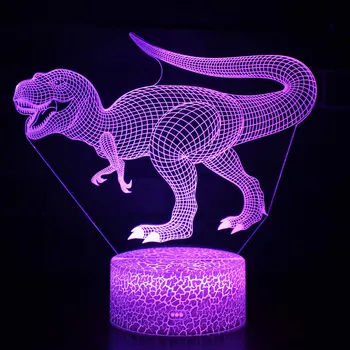 Dinozauru 3D LED Ilūziju, Lampas, 3D Optiskā Ilūzija Gaismas 7 krāsu Daudzkrāsains USB Mājās Apdares Krāsa Maināma Lampa zēniem