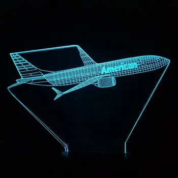 3D Ilūziju Vadīja Amerikāņu Lidmašīnas Nakts Vieglās lidmašīnas, Galda Galda Lampa Luminaria Miega Apgaismojums Krāsains Noskaņojumu, Atmosfēru Lampas