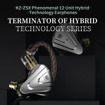 KZ ZSX Terminator Metāla Austiņas 5.BA 1DD Hibrīda 12 autovadītāji HIFI Bass Earbuds In-Ear Monitor Trokšņa Slāpēšanas Austiņas