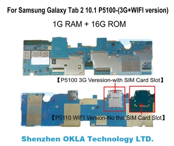 1gb Samsung Galaxy Tab 2 10.1 P5100 3G P5110 WIFI 1G RAM 16.G ROM, Pamatplate (Mainboard) Loģika Padome, no sākotnējā tālruni
