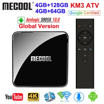 MECOOL KM3 LTV Androidtv Google Sertificēto TV Kastē Android 10.0 64GB Amlogic S905X2 4K Dual Wifi Set Top Box KM9 Pro 2/16 4/32G