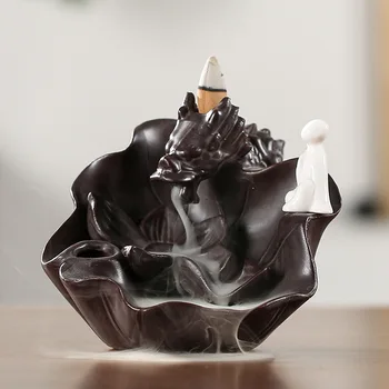 Indijas Zilonis Dievs Sālsūdenim Vīraks Degļu Pūķis Keramikas Mūks Komplekts Viesistabā Mājas Dekoru Dūmu Ūdenskritums Vīraks Bāzes