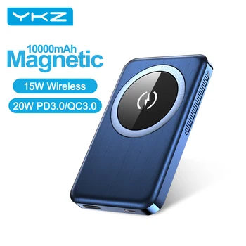 YKZ Magnētisko Power Bank 10000mAh 15W Bezvadu Ultra-plānas PD 20W Ātrās Uzlādes MagSafing Magnēts Powerbank iPhone 12 Pro Max