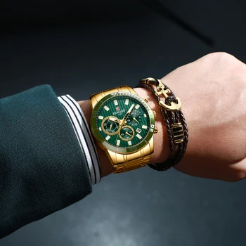 ATLĪDZĪBA Top Zīmolu Luxury Gold Vīriešu rokas Pulksteņi Vīriešu Pulkstenis, Datums, Chronograph Militārās Sporta Nerūsējošā Tērauda Kvarca Biznesa cilvēkus Skatīties