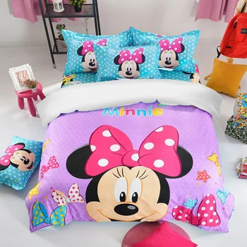 Disney Minnie Mouse Gultas komplekts Karikatūra Minnie Sega sedz, Spilvendrānas Dvīņu Pilna Queen, King Size Bērniem gultas veļa, mājas Tekstila