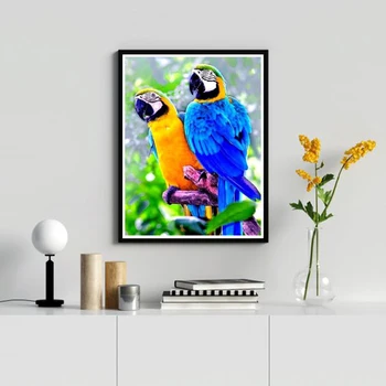 Putnu Ziedu DIY 5D Dimanta Glezna Krustdūrienā Komplekti, Pilna Kārta Sveķu Rhinestones Mozaīkas Dzīvnieku Dimanta Izšuvumi Mājas Dekoru