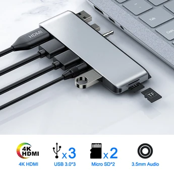 AJIUYU USB Hub Par Microsoft Surface Klēpjdators 2 Doka Adapteri USB3.0 HDMI TF Mikro SD Karšu lasītājs laptop2 Multi docking Sadalītājs