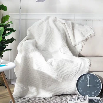 Eiropas stila baltu kokvilnas sega, pinic ārpus sega, paklājiņš,gultas pārsegs ,kāzu dekorēšana dīvāna segu PĀRDOŠANAS