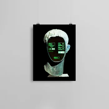 Cyber vaporwave iemiesojumu mūsdienu mākslas Ierāmētas Gleznas plakāts, Krāsošana sienas, Mākslas dekors istabā Studiju Sākuma Koka Rāmja Apdares Izdruku