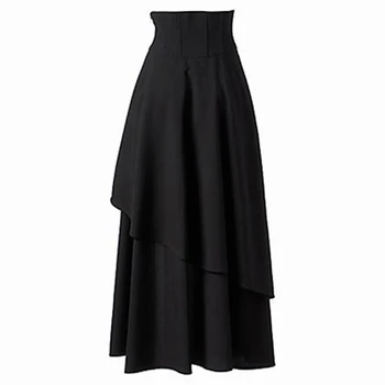 Pavasara Sievietes Gothic Steampunk Tērpu Apģērbu Retro Vintage Augsta Vidukļa Sen Maxi Svārki Savirmot Burleska Svārki