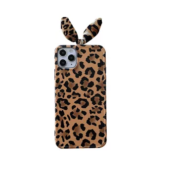 Retro bunny ausis Leopard meitenes sieviete modes Tālruņa Lietā Par iPhone 12 11 Pro Max X XR XS 7 8 Plus 12 mini 7Plus gadījumā, Gudrs vāciņš