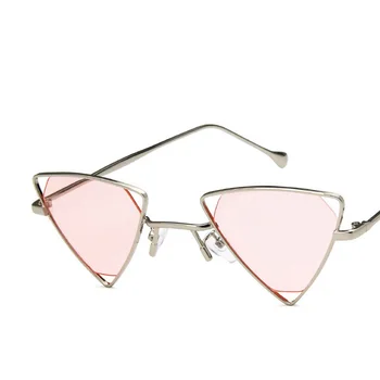 Vintage Izgriezums Trīsstūris Saulesbrilles Sieviešu Klasisko Metāla Rāmis Okeānā, Lēca, Saules Brilles Punk Stila Brilles