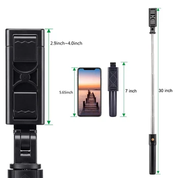 3 in 1-Bezvadu Bluetooth Selfie Stick Pagarināt Rokas Monopod Salokāms Mini Statīva Ar Slēdža Tālvadības IOS Android