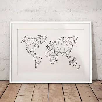 Anotācija Pasaules Kartē Audekls Mākslas Drukāt Sienas Plakāti Ģeometriskā Low Poly Kartes Pasaules Attēlu Audekls Gleznošanai Mājas Apdare