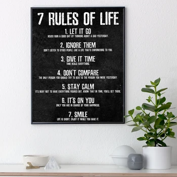 7 Noteikumi par Dzīvības Skatīties Jūsu Domas Kanvas Glezna Plakāti un Izdrukas Sienas Mākslas Audekls Paintin Guļamistabai Klasē, Mājas Birojam