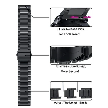 Nerūsējošā Tērauda Watchband par Garmin Vivomove AP 3 3S / Vivoactive 4 4S 3 / Venu Luxe Stila Skatīties Joslas Siksna