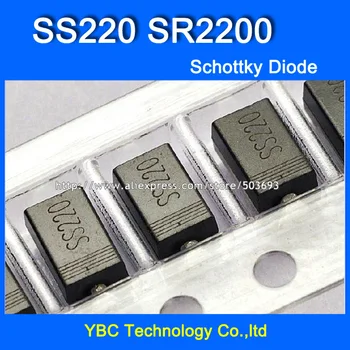 100pcs/daudz SS220 SR2200 2A/200V Schottky Diode