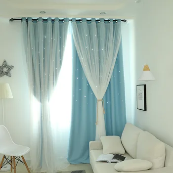 Fansty Dobi Zvaigžņu Siltuma Izolācijas Tumšie Aizkari Dzīvojamā Istaba Guļamistaba Princese Istabu, Žalūzijas, Šūtas Ar Baltu Voile