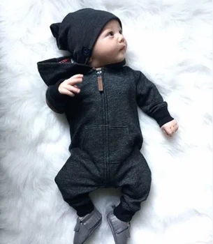 2019 Jaundzimušajiem Bērniem, Baby Boy Baby Girl Silts Zīdaiņu Rāvējslēdzēju Kokvilnas garām Piedurknēm Romper Jumpsuit Kapuci Drēbes, Džemperis Apģērbs no 0-24M