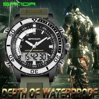 SANDA 2020. gadam Luksusa Modes Digitālo Skatīties Radošo Rotējošas Bezel Daudzfunkcionāls Ūdensizturīgs Vīriešu rokas Pulkstenis Relogio Digitālo 003