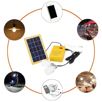Pārnēsājamās Saules Panelis Strāvas Ģenerators LED Saules Gaismu ar 2Bulbs 3 rīku dimming USB Maksas Avārijas Sistēmas Komplekts Mājas Ārā