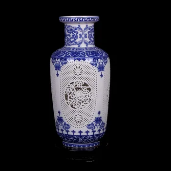 Jingdezhen Dobo Keramikas Vāze Ķīniešu, Zilā Un Baltā Krāsā Sadursta Vāze Dzīves Telpu Dekorēšana Porcelāna Ziedu Vāze Rotājumi