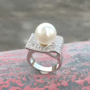 CSJ pearl gredzeni, Jaunas Nāk Kārtā Imitētu white shell Pērļu Krelles Liels Gredzeni Sievietes puses Luksusa