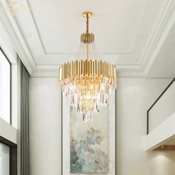 Luksusa Kristāla Lustras Apgaismojums Mūsdienu LED Zelta Iekštelpu Lampas Dzīvojamā Istaba Guļamistaba Virtuves, Ēdamistabas Kāpnēm